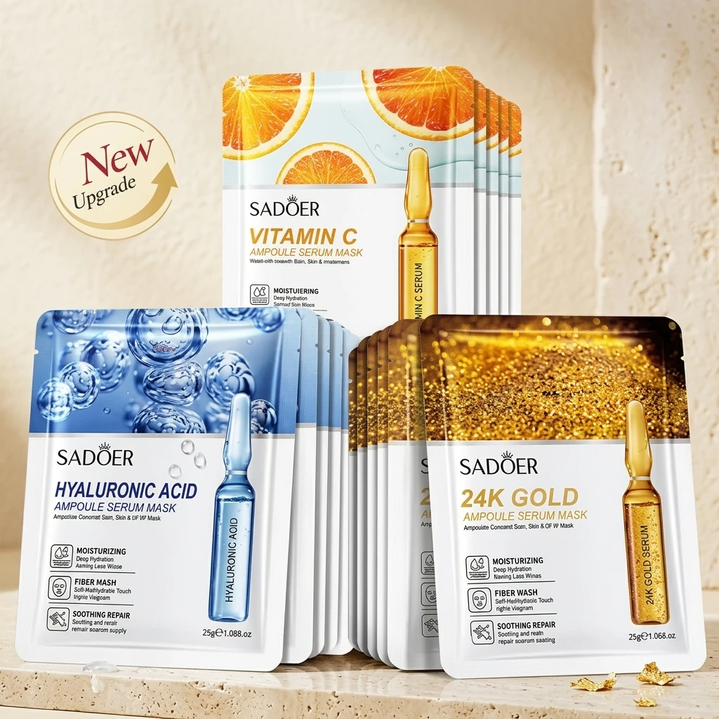 Masques Visage Sadoer — Coffret 10 Masques Sérum Hydratant & Repulpant