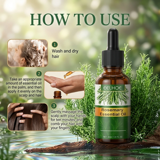 Huile de Romarin Pure & Naturelle — Soin Croissance & Éclat des Cheveux 30ml
