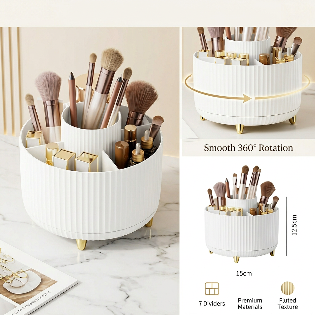 Organisateur Maquillage Rotatif 360° — Rangement Élégant Grande Capacité
