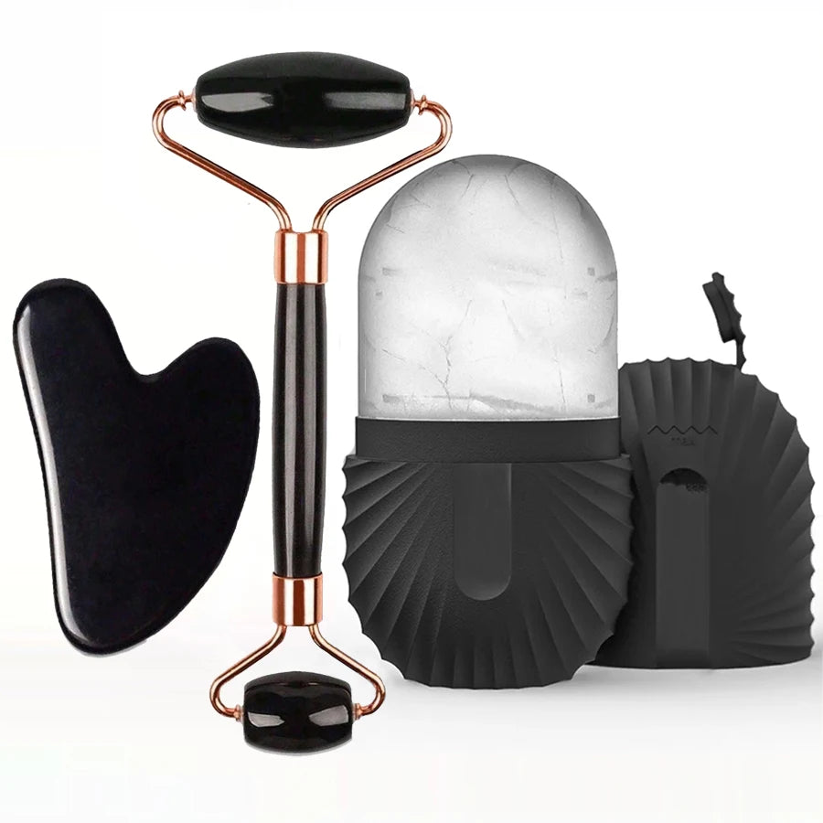 Kit Massage Visage Ice Roller & Gua Sha — Soin Lifting & Éclat Naturel