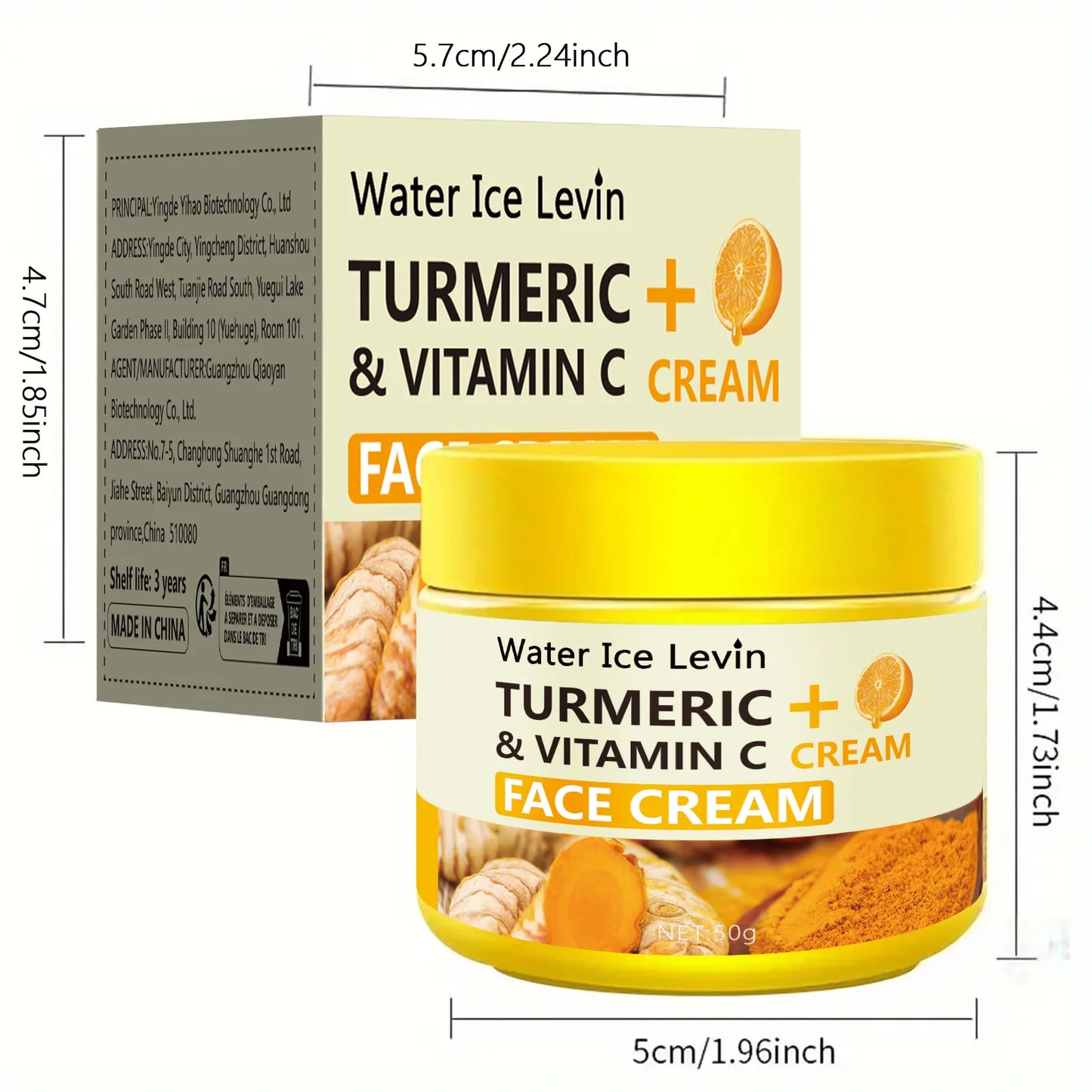 Crème Éclat Curcuma & Vitamine C — Soin Anti-Âge Hydratant 50g