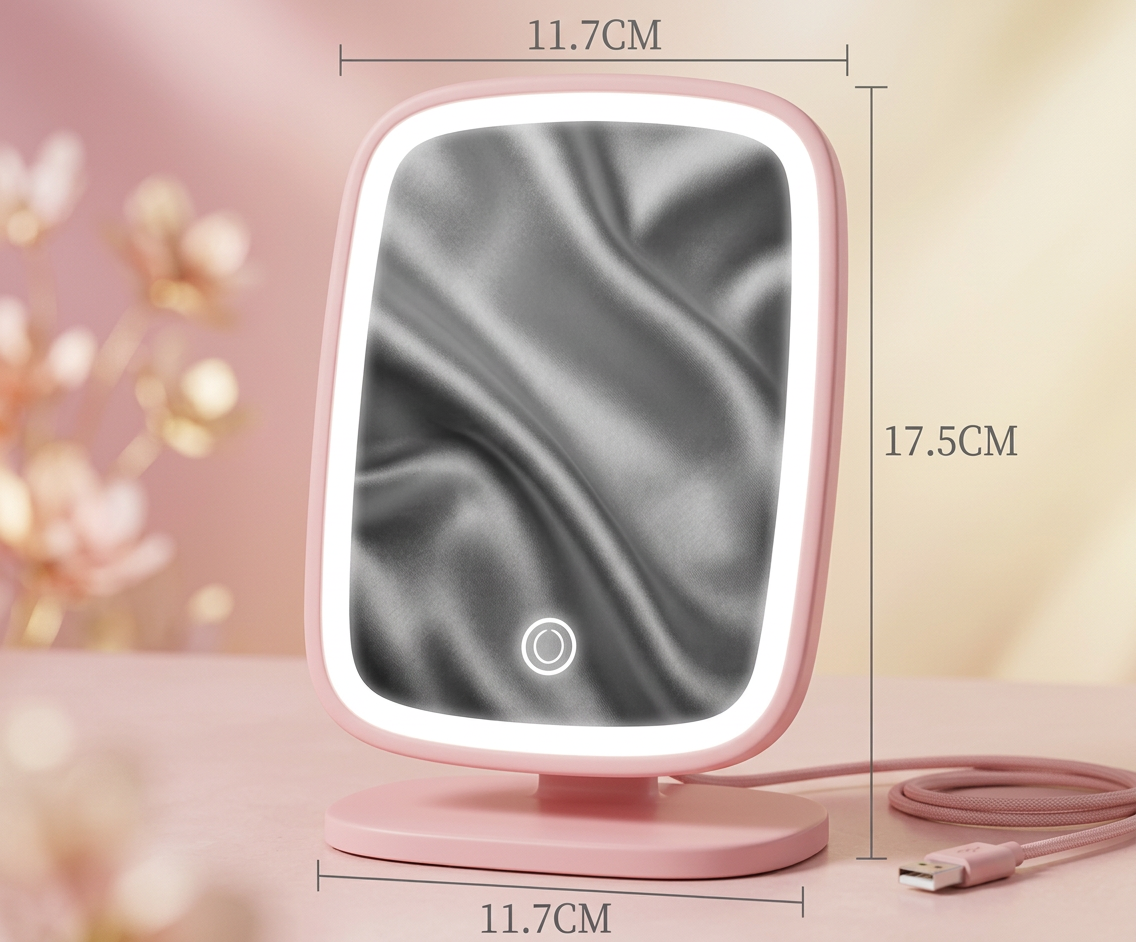 Miroir de Maquillage LED Tactile — 3 Éclairages & Luminosité Réglable Rechargeable USB